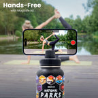 Hiker's Go National Parks Water Bottle – 32oz Insulated Stainless Steel with Magnetic Phone Holder Leak Proof Lid & 63 Waterproof Stickers